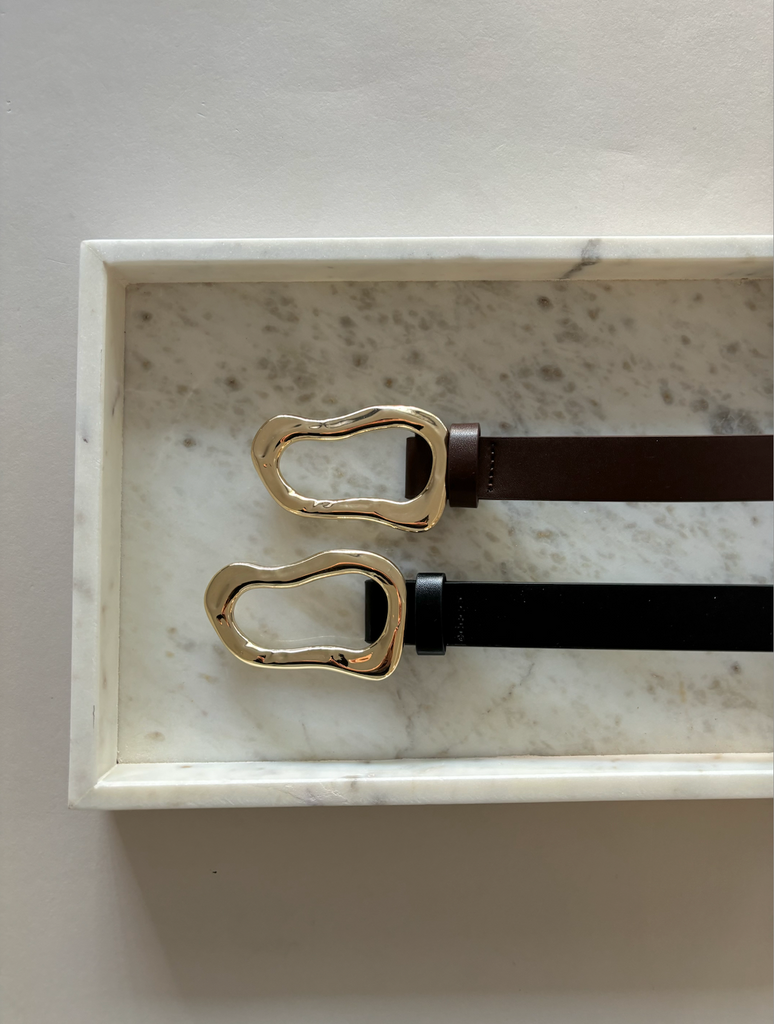 Organic Buckle PU Belt - Brown