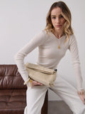 Becca Suede Clutch Bag - Beige