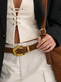 Genuine Suede Chain Buckle Belt