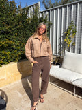 Fleur Funnel Neck Suede Bomber Jacket