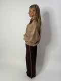 Fleur Funnel Neck Suede Bomber Jacket