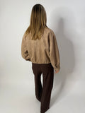 Fleur Funnel Neck Suede Bomber Jacket