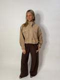 Fleur Funnel Neck Suede Bomber Jacket