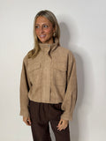 Fleur Funnel Neck Suede Bomber Jacket