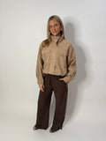 Fleur Funnel Neck Suede Bomber Jacket