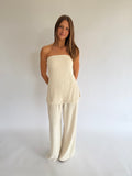 Pinstripe Pant Set - Natural