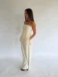 Pinstripe Pant Set - Natural