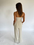 Pinstripe Pant Set - Natural