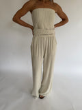 Pinstripe Pant Set - Natural