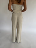 Pinstripe Pant Set - Natural