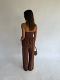 Pinstripe Pant Set - Choc