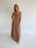 Lace Ladder Maxi Dress - Chocolate