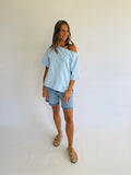 Jenna Boat Neck Top - Blue
