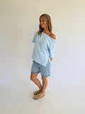 Jenna Boat Neck Top - Blue